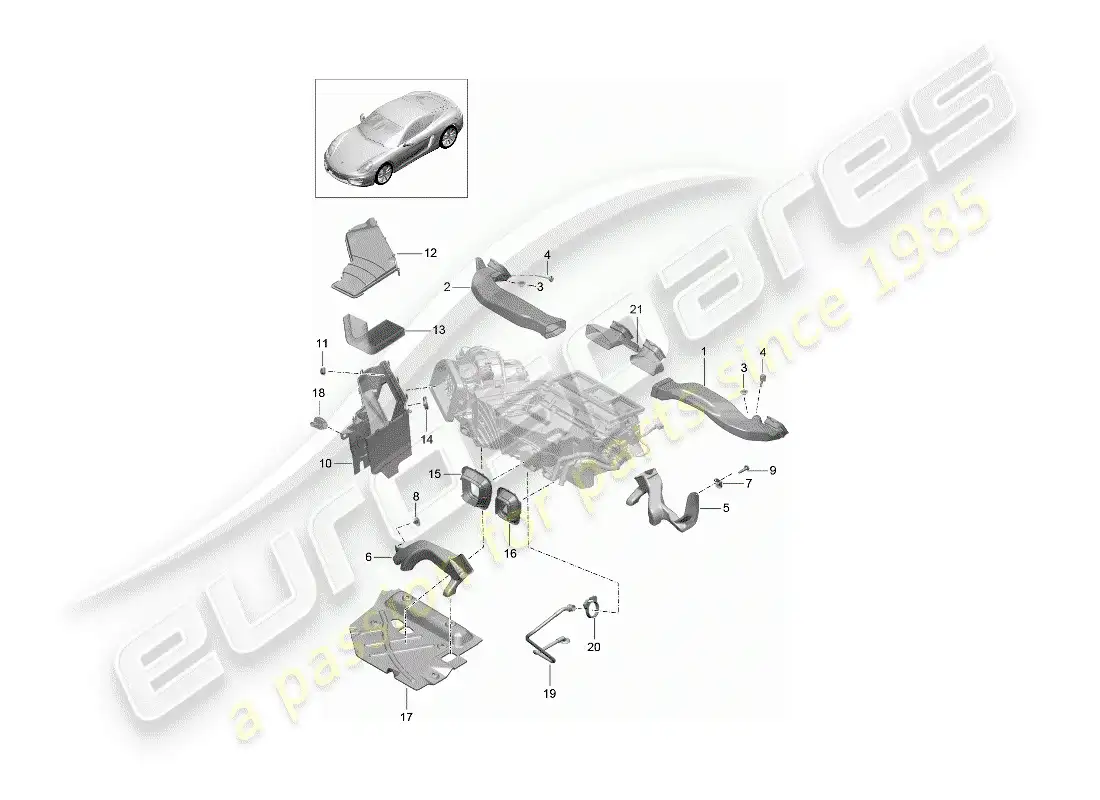 porsche 2015 (981 cayman) air duct parts diagram