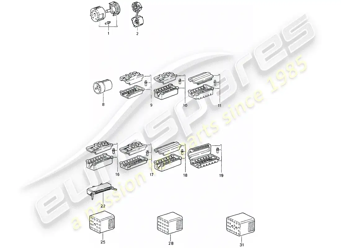 porsche 1994 (964) connector housing parts diagram