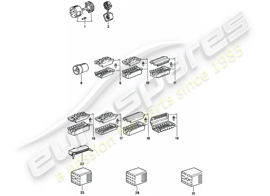 porsche 1995 (968) connector housing parts diagram