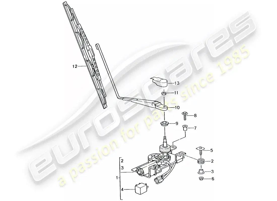 porsche 2003 (996 turbo / gt2) rear window wiper parts diagram