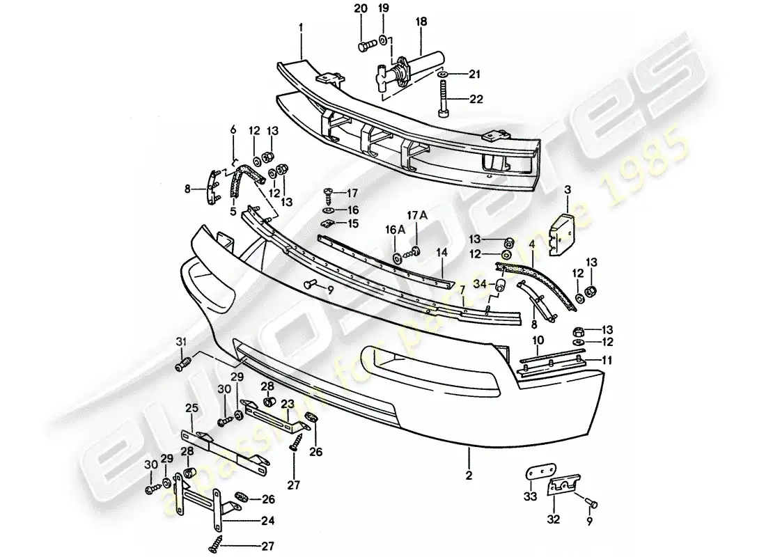 porsche 1993 (928) bumper parts diagram