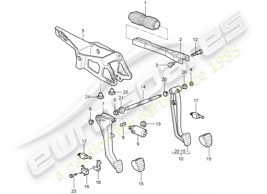 porsche 2006 (987 cayman) pedals parts diagram