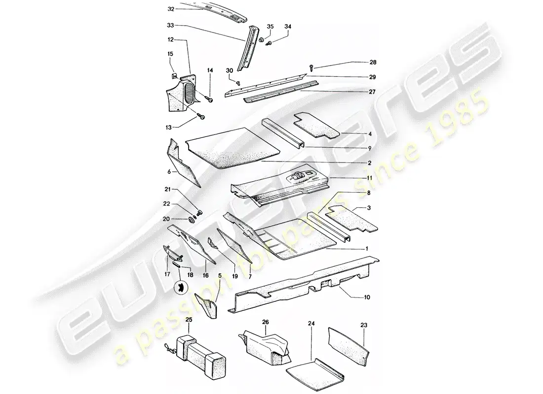 porsche 1975 (914) interior equipment parts diagram