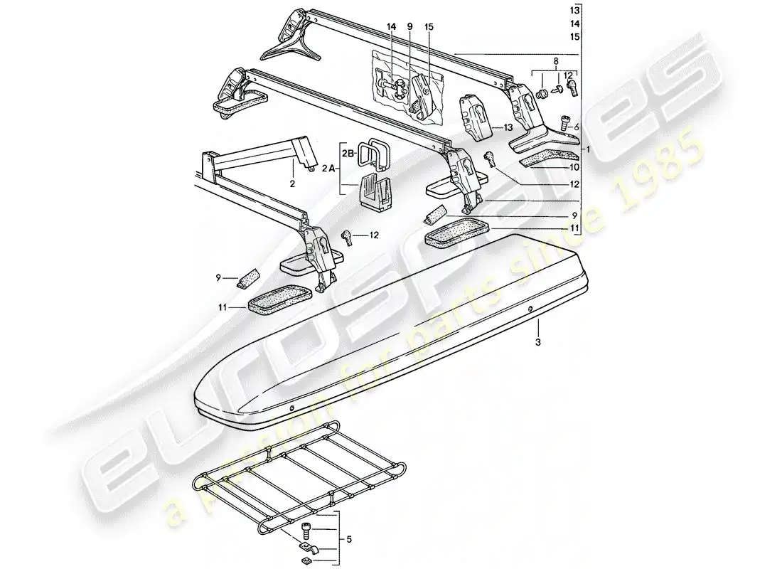 porsche 1982 (944) roof transport system parts diagram