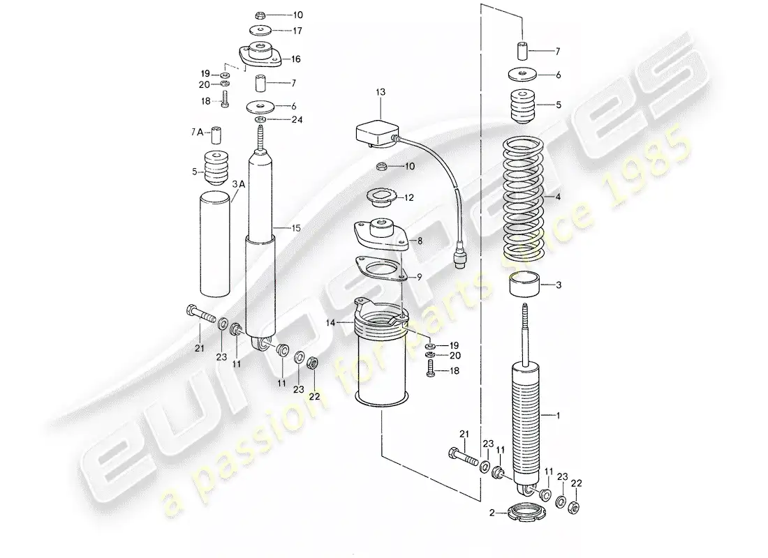 porsche 1987 (959) suspension - vibration damper parts diagram