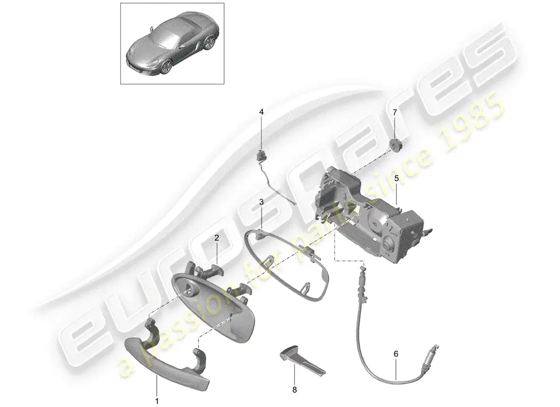 porsche 2016 (981 boxster) door handle parts diagram