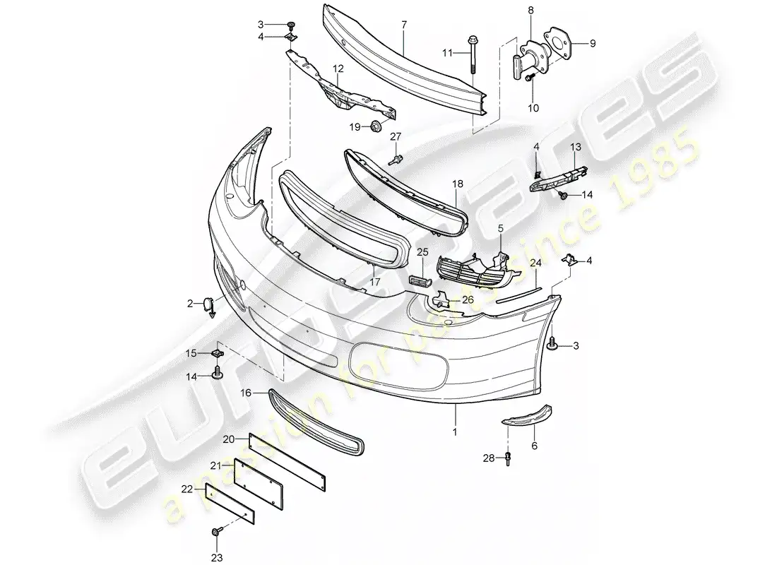 porsche 2008 (987 boxster) bumper parts diagram