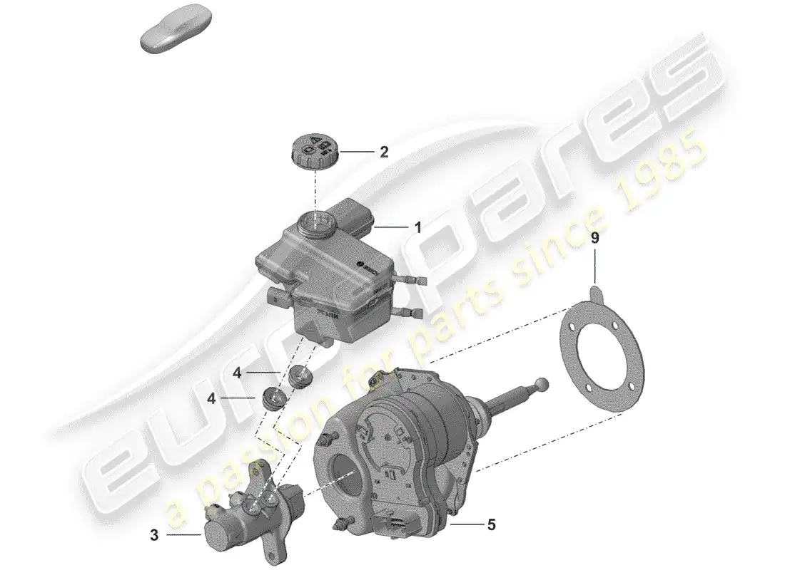 porsche 2020 (992-1) brake master cylinder parts diagram