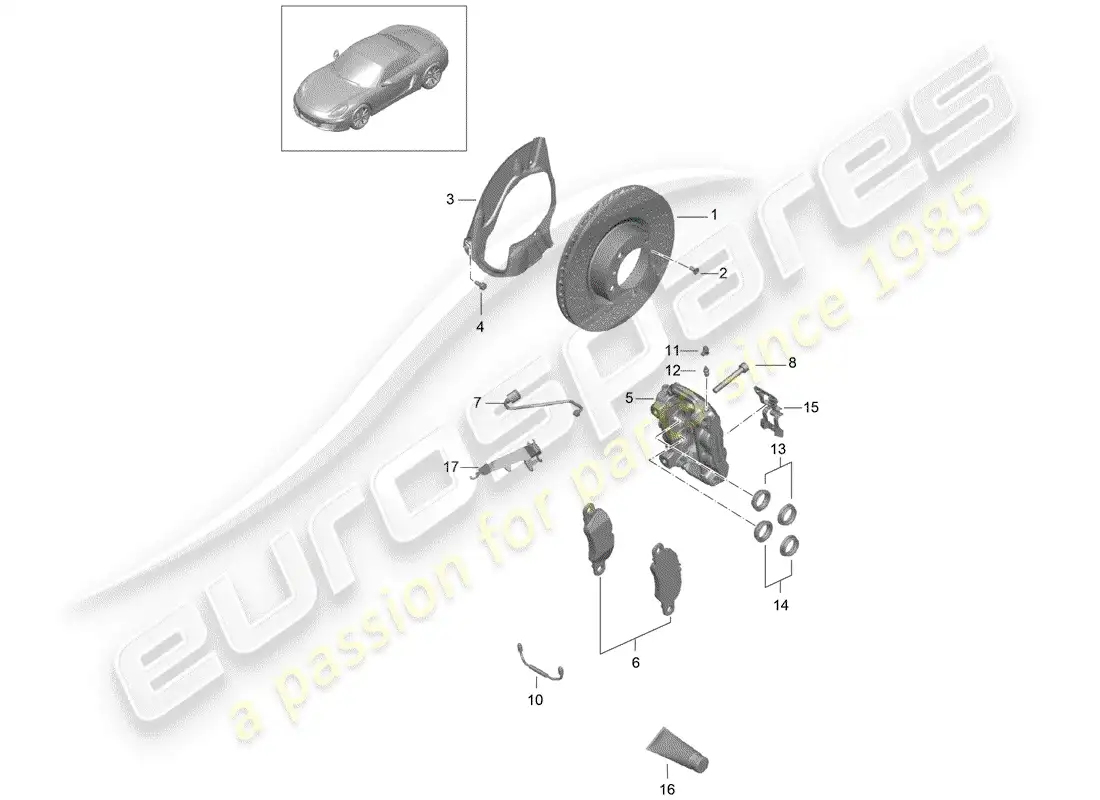 porsche 2015 (981 boxster) disc brakes parts diagram