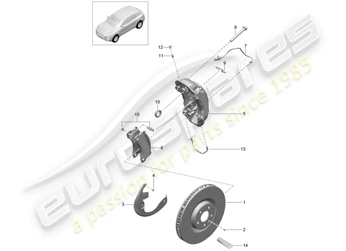 porsche 2016 (macan) disc brakes parts diagram