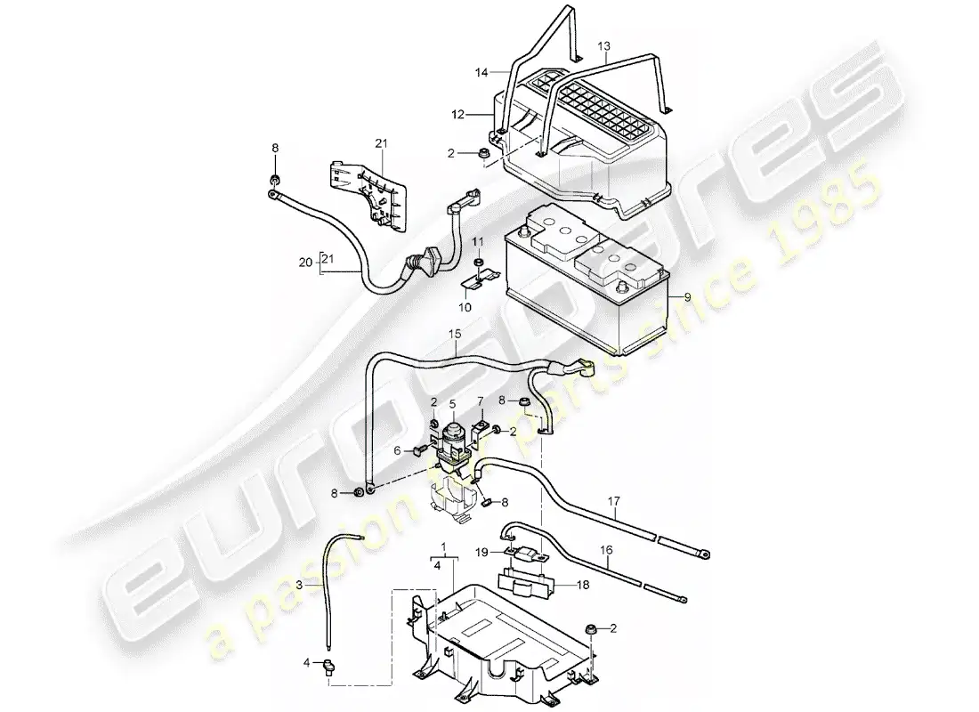 porsche 2005 (cayenne e1 9pa) battery part diagram