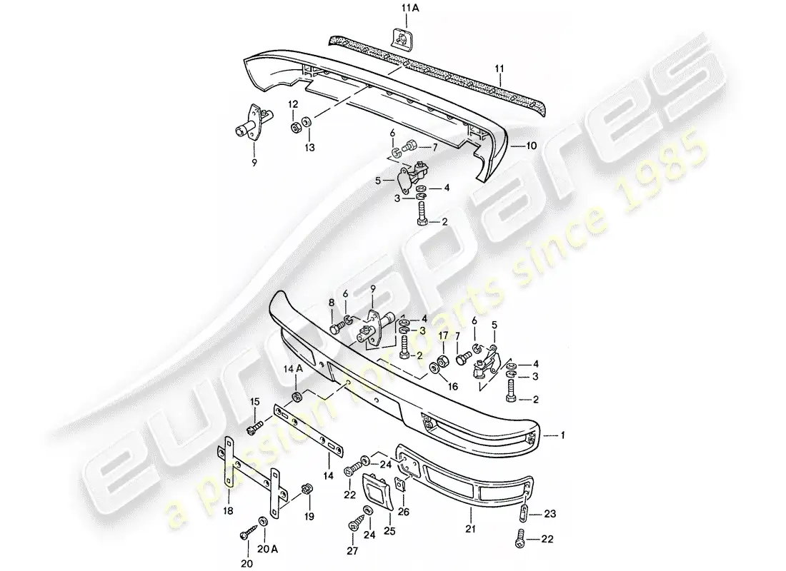 porsche 1990 (944) bumper - without: - buffer parts diagram