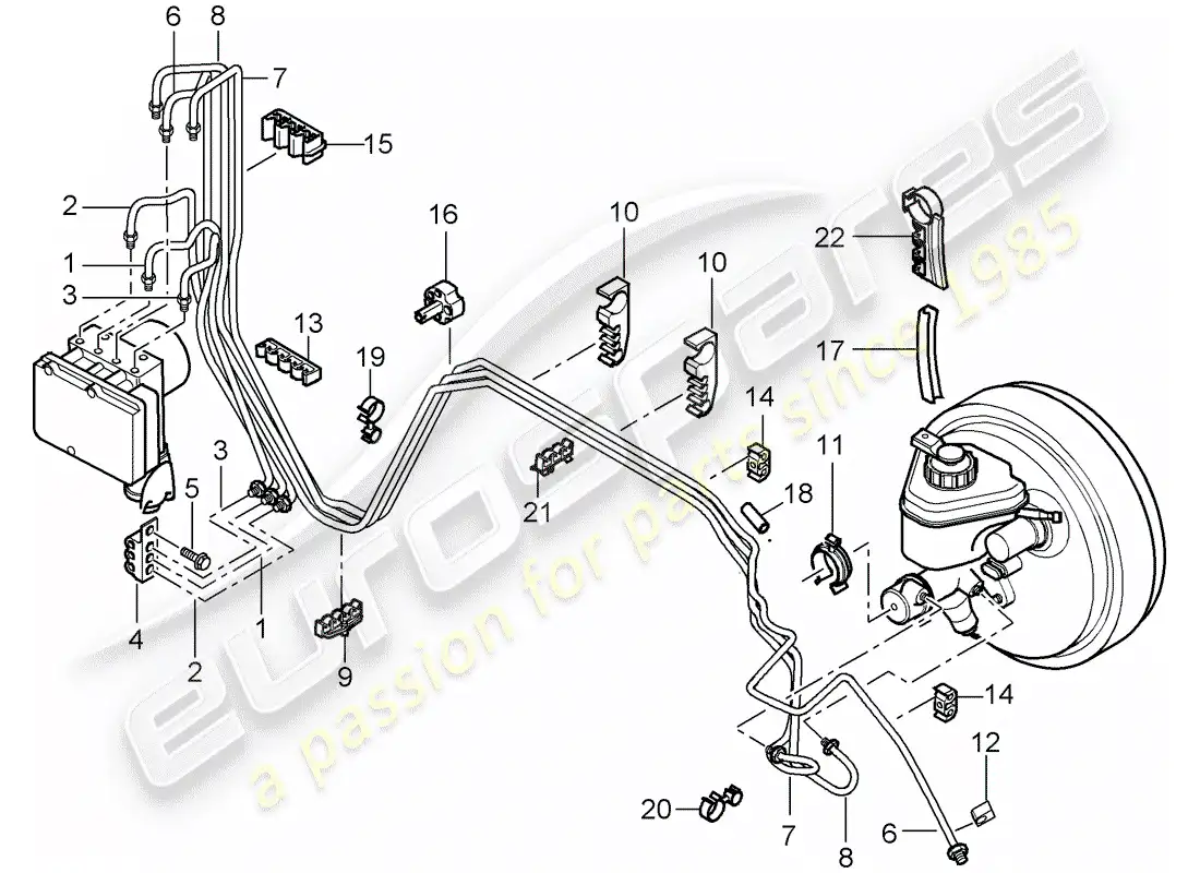 porsche 2003 (cayenne e1 9pa) brake line parts diagram