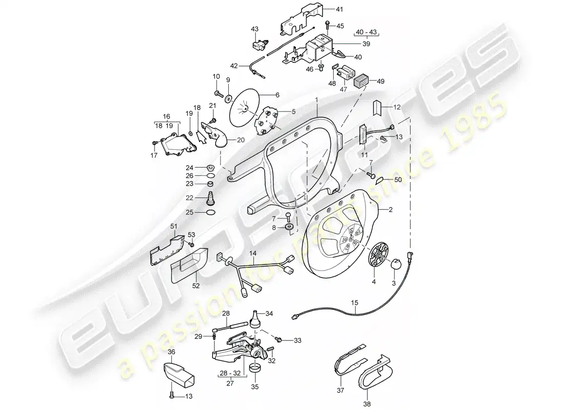 porsche 2005 (cayenne e1 9pa) spare wheel support frame parts diagram