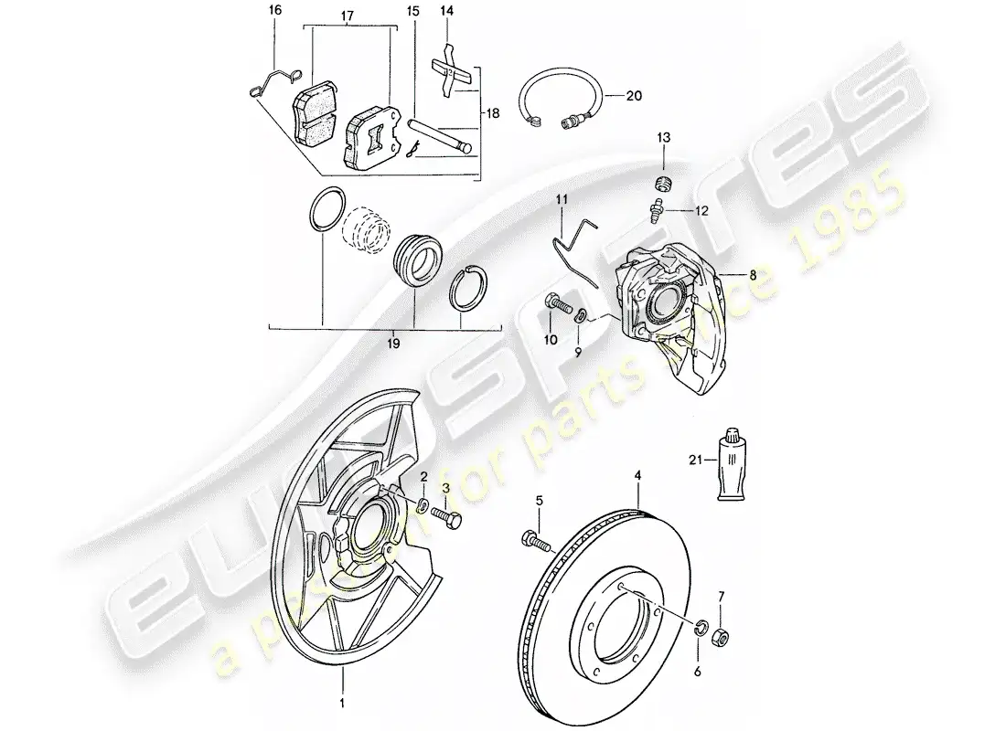 porsche 1989 (944) disc brakes - front axle - d >> - mj 1989 parts diagram