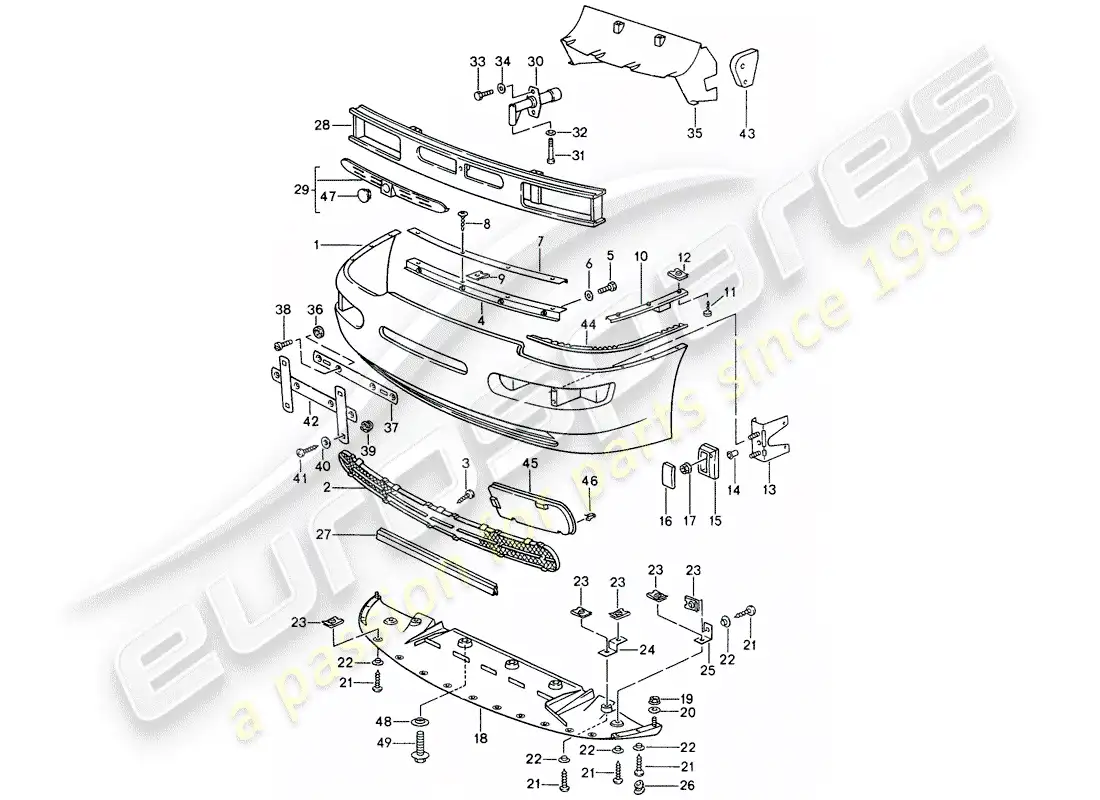 porsche 1995 (968) cover for bumper - bumper parts diagram