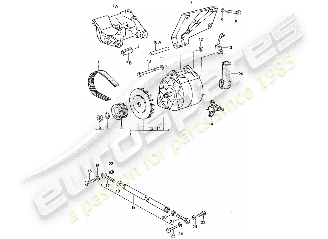 porsche 1994 (968) alternator - with: - fasteners parts diagram