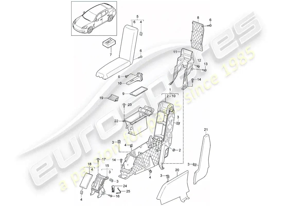 porsche 2013 (panamera 970) center console parts diagram