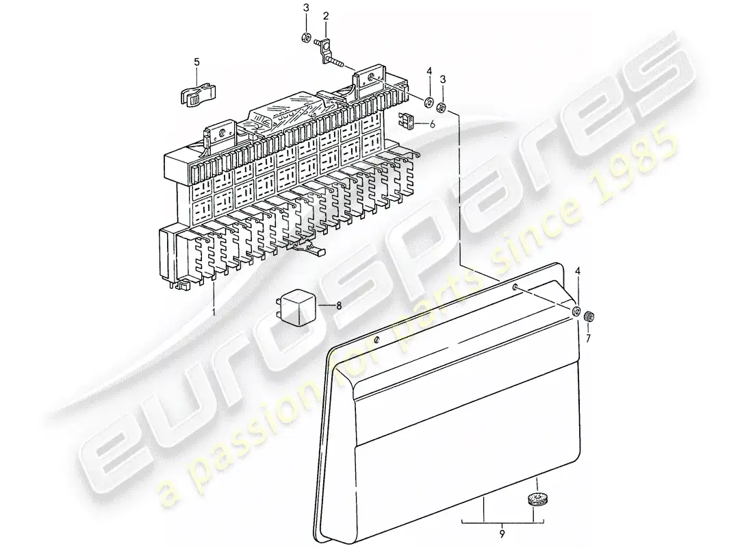 porsche 1987 (959) fuse box/relay plate - fuse - relay parts diagram