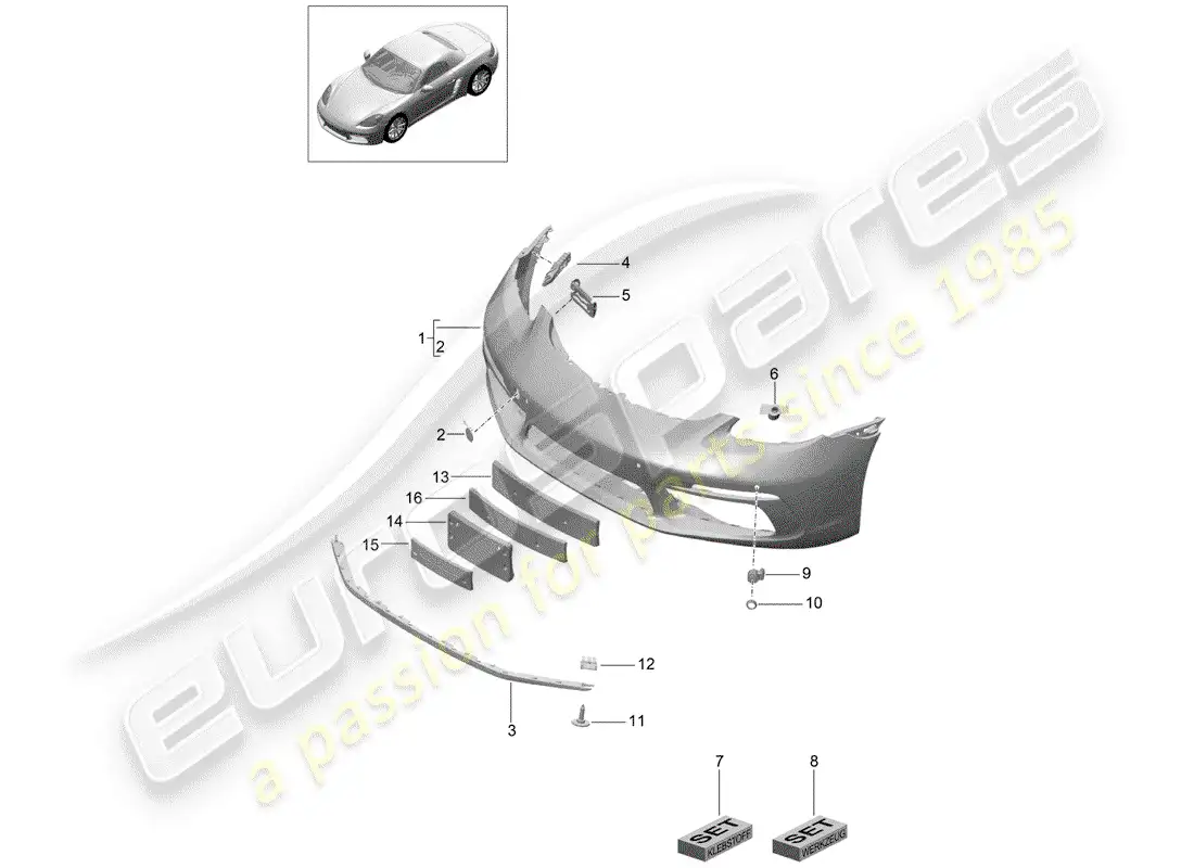 porsche 2019 (718 boxster) bumper parts diagram