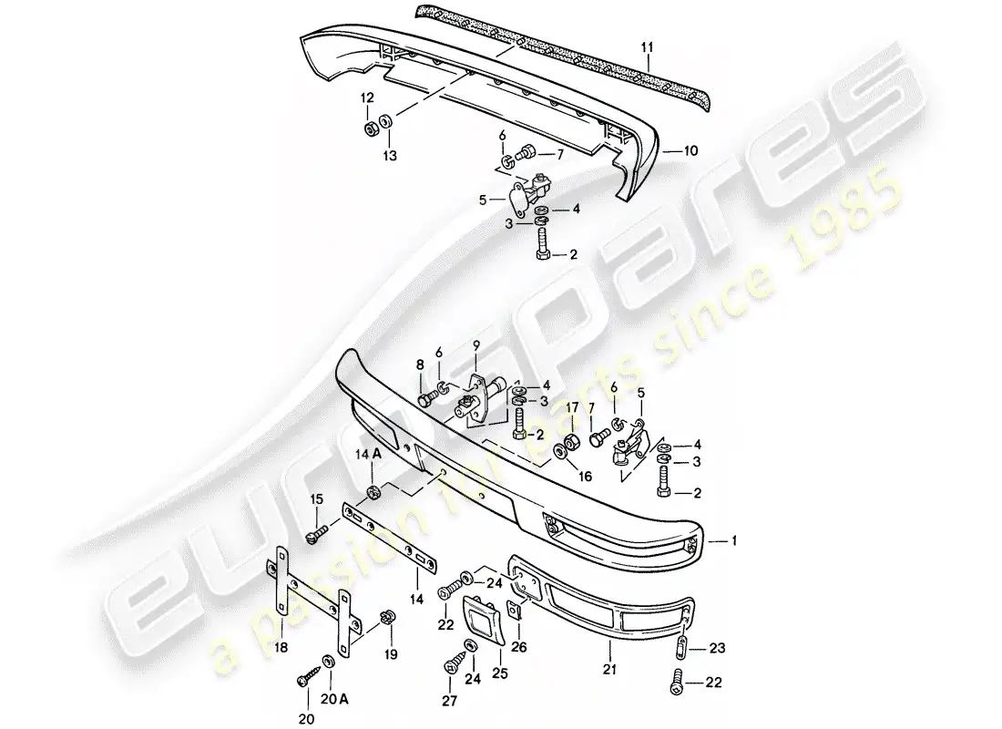 porsche 1983 (944) bumper - without: - buffer parts diagram