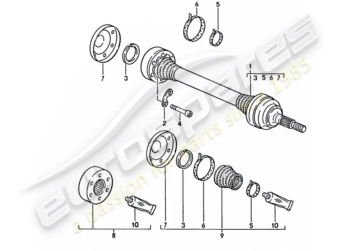 porsche 1995 (928) drive shaft parts diagram