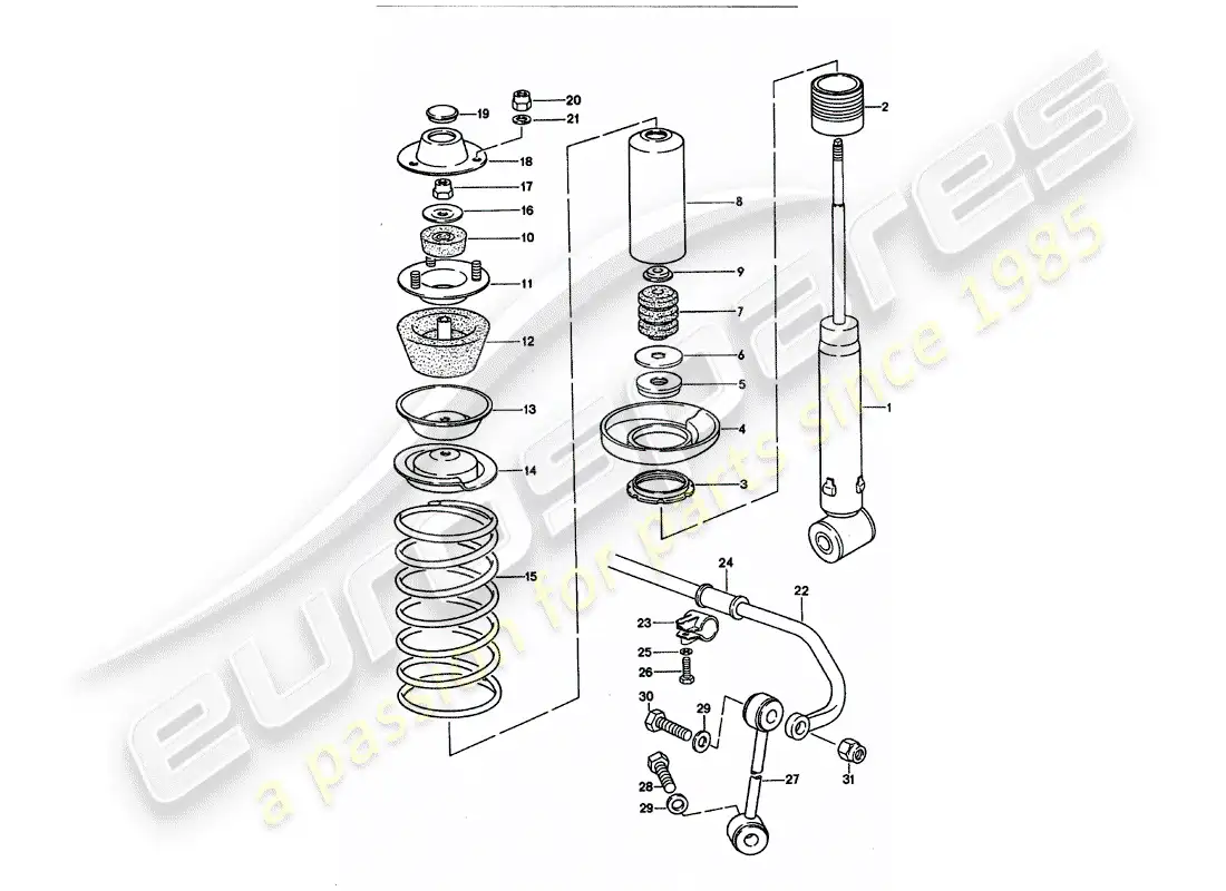 porsche 1995 (928) suspension - stabilizer parts diagram