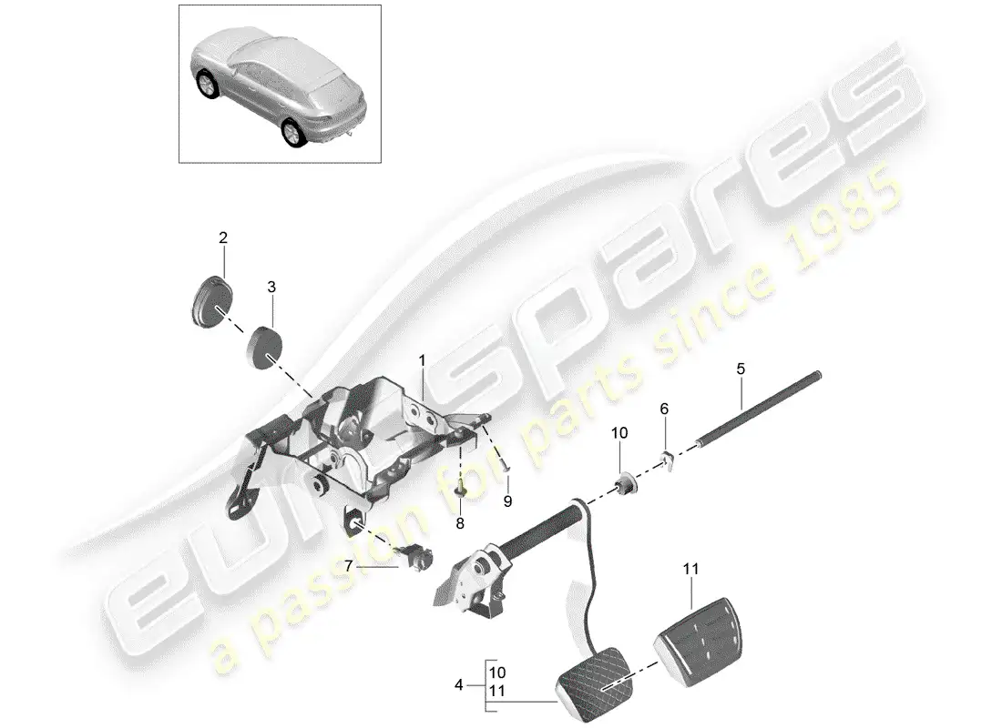 porsche 2016 (macan) brake operations parts diagram