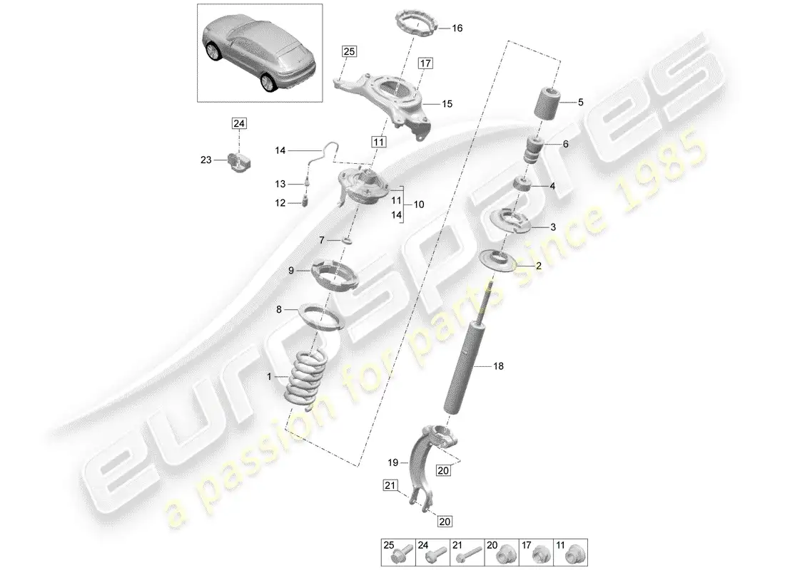 porsche 2019 (macan) steel spring suspension parts diagram