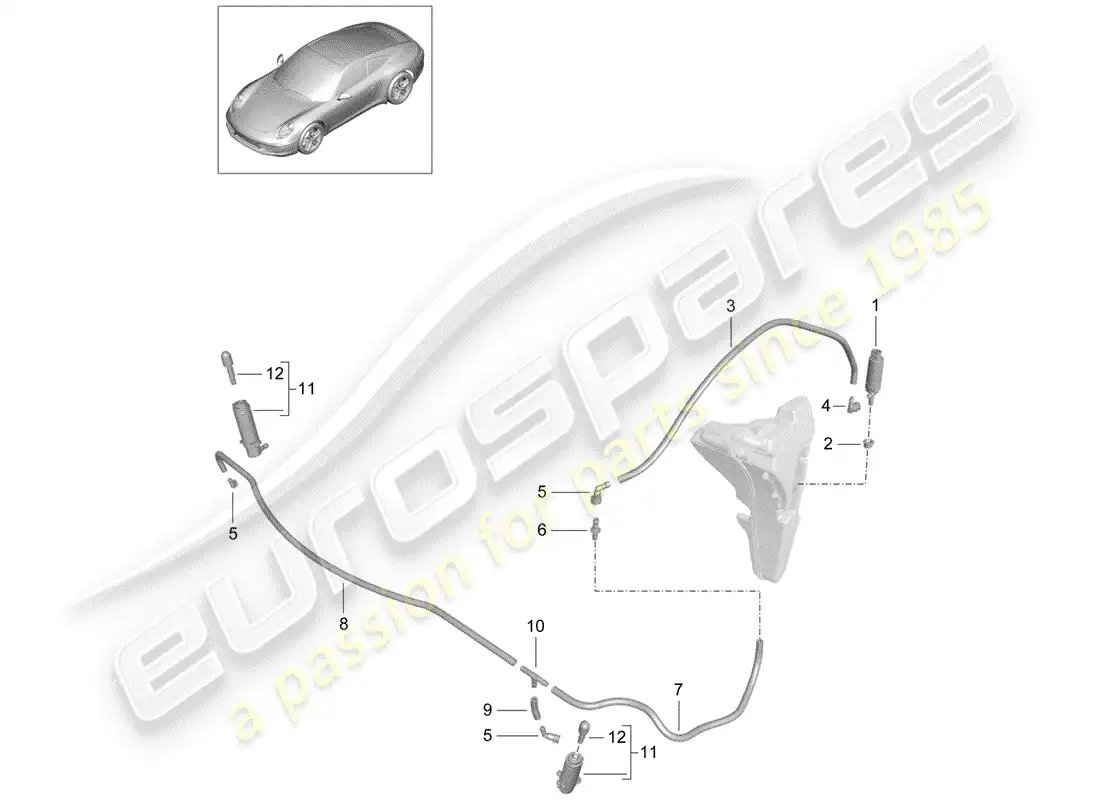 porsche 2014 (991-1) headlight washer system parts diagram
