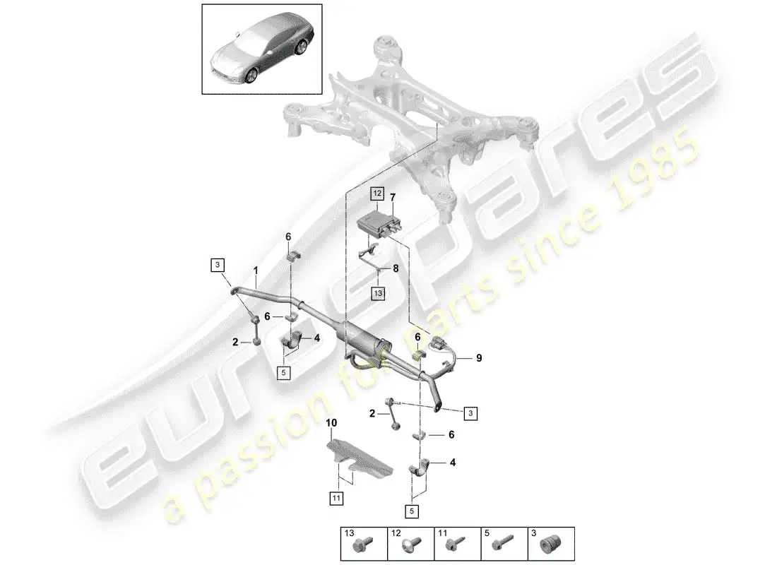porsche 2020 (panamera 971-1) stabilizer parts diagram