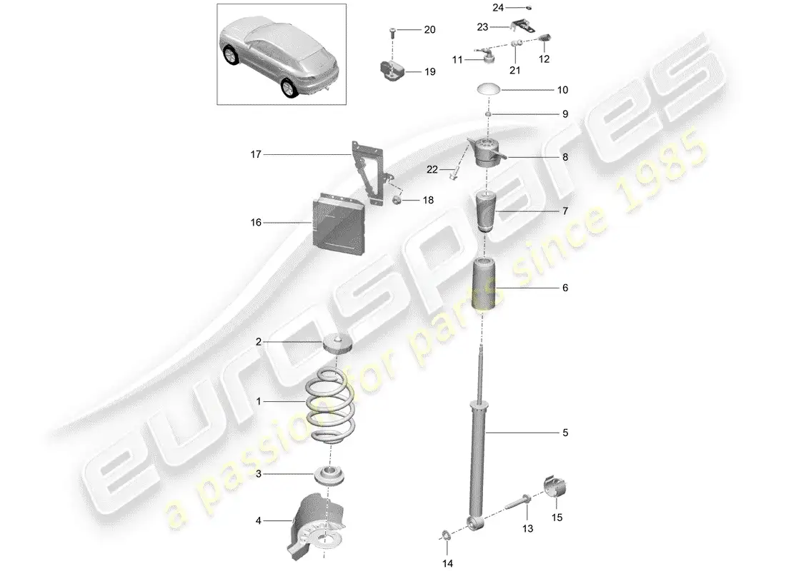 porsche 2016 (macan) steel spring suspension parts diagram