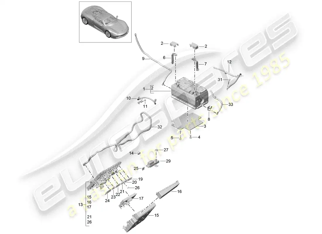 porsche 2015 (918 spyder) battery parts diagram