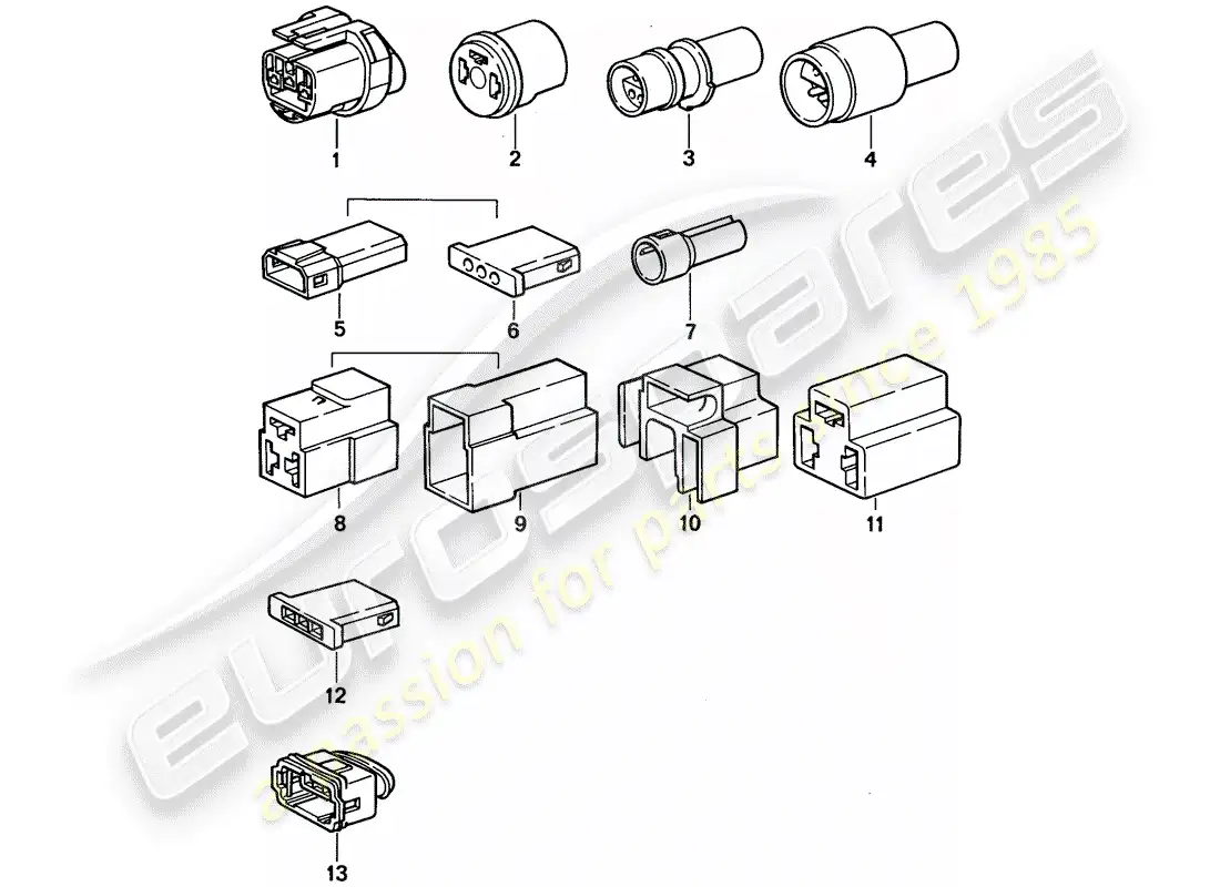 porsche 1994 (968) connector housing - 3-pole parts diagram