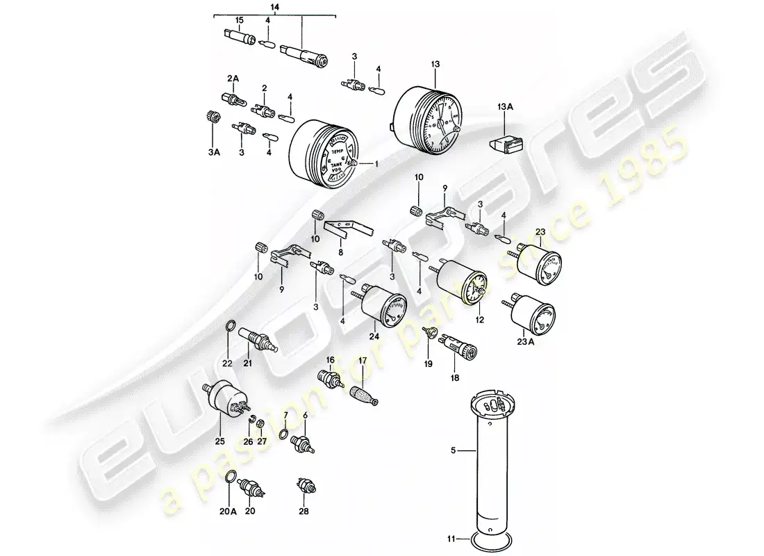 porsche 1978 (924) instruments parts diagram