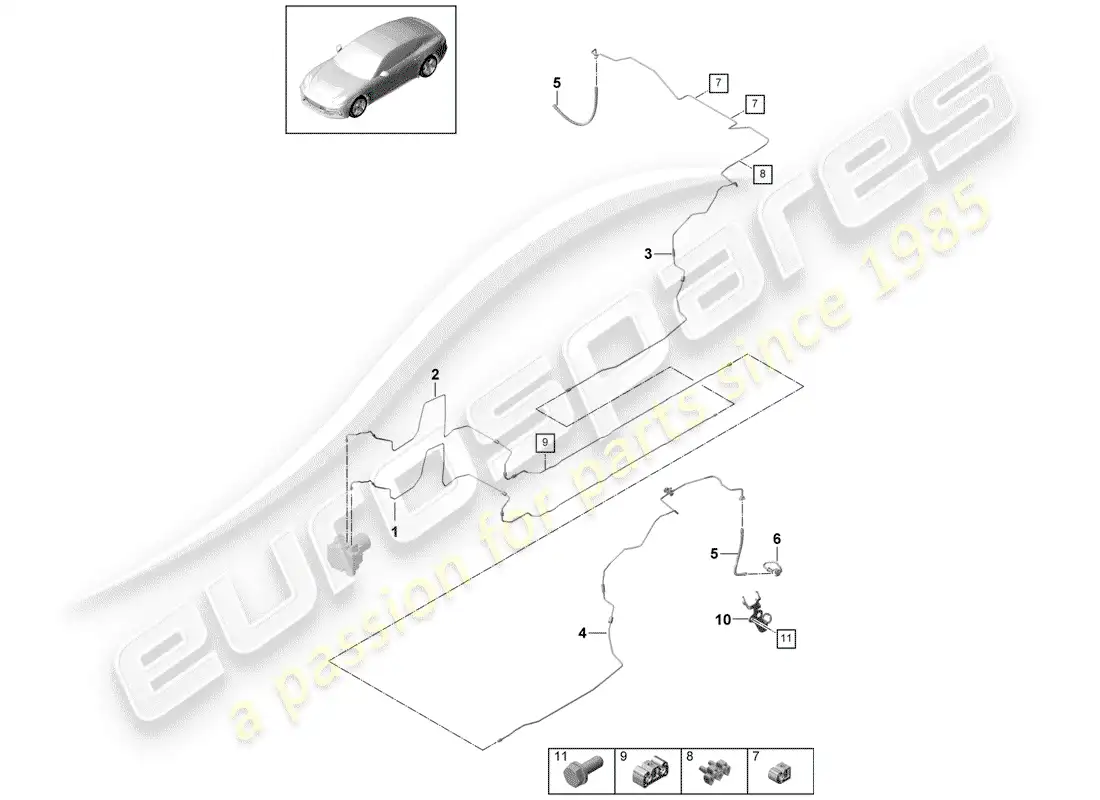 porsche 2017 (panamera 971-1) brake line parts diagram