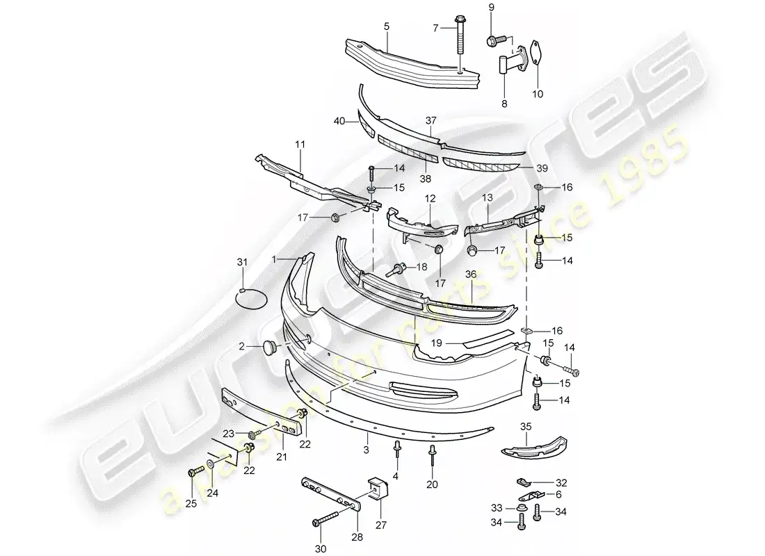 porsche 2004 (996 gt3) bumper parts diagram