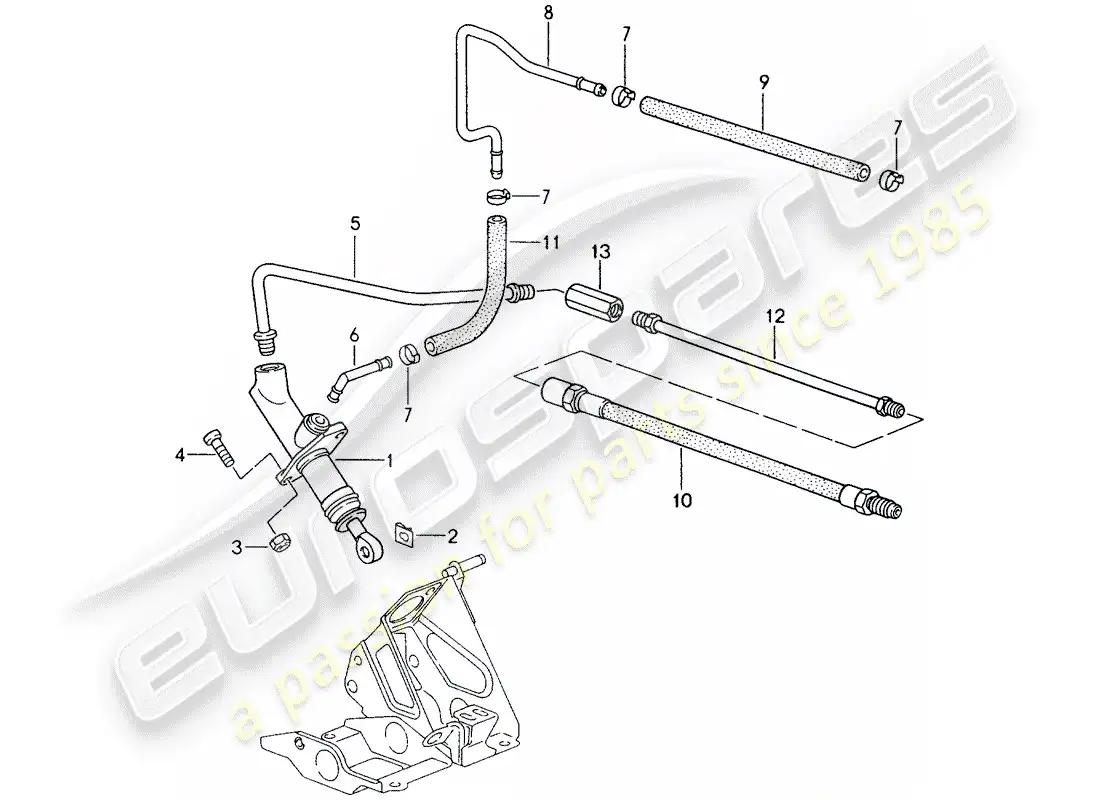 porsche 1994 (993) hydraulic clutch - operation - clutch master cylinder parts diagram