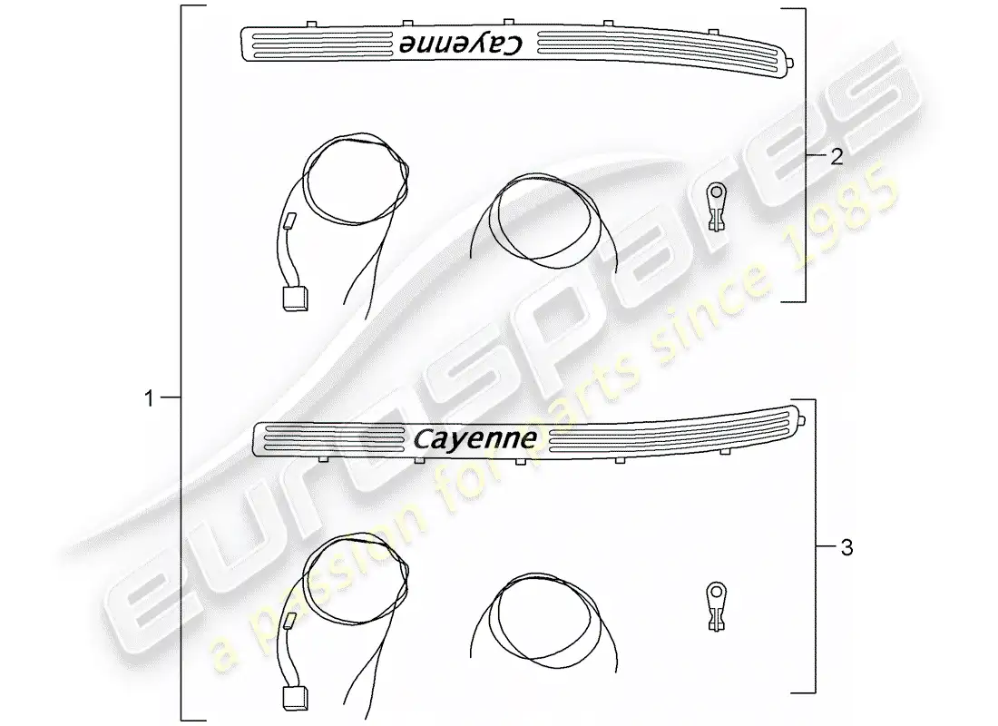 porsche 2010 (tequipment cayenne) scuff plate - sill panel parts diagram