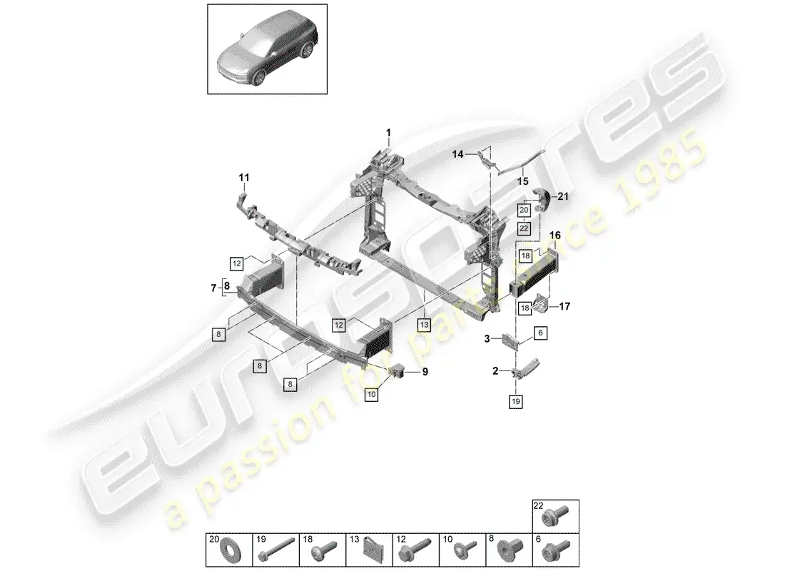 porsche 2020 (cayenne e3 9ya/9yb) bumper part diagram
