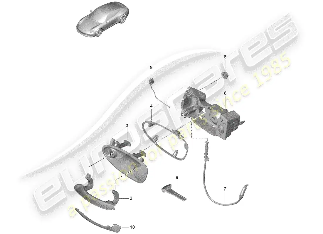 porsche 2015 (991-1) door handle parts diagram