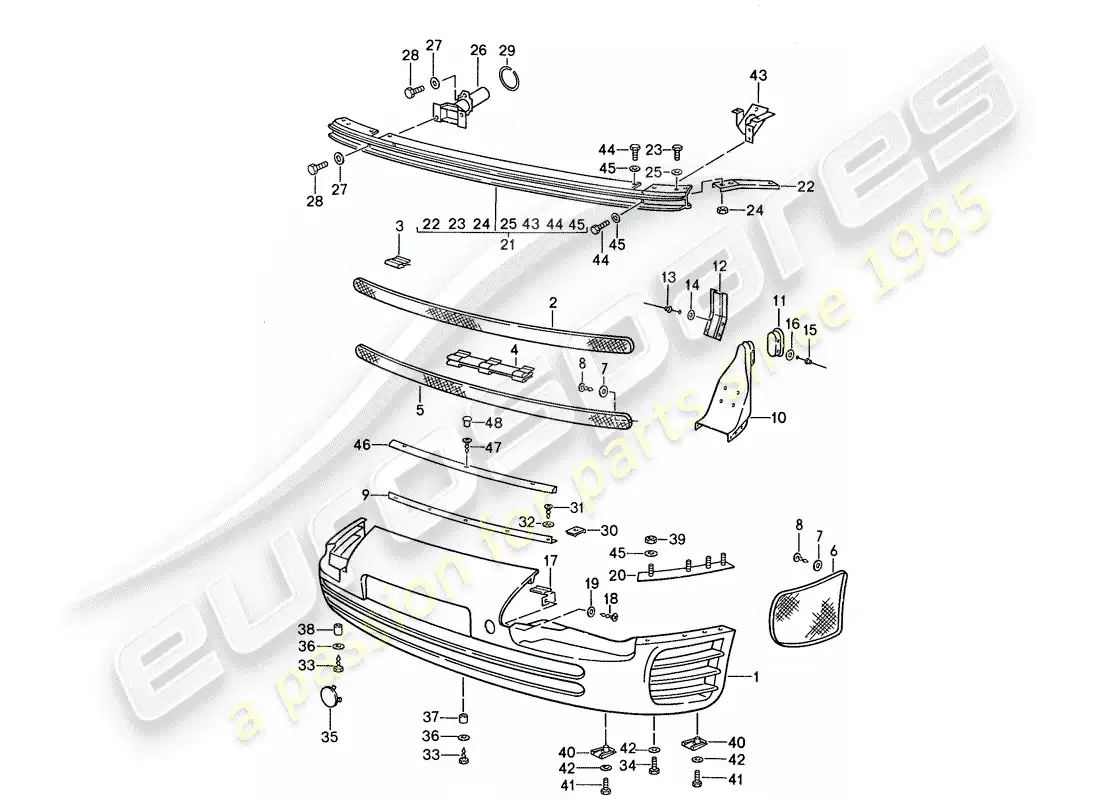 porsche 1987 (959) bumper parts diagram