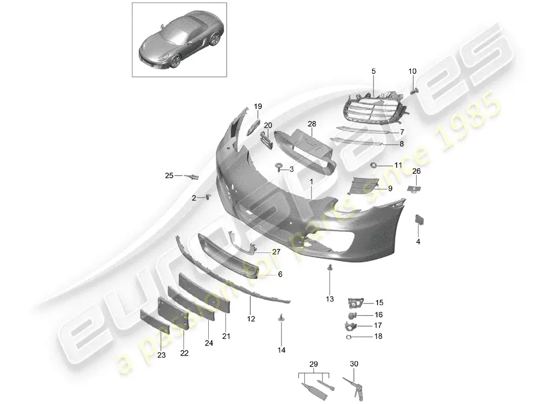 porsche 2014 (981 boxster) bumper parts diagram