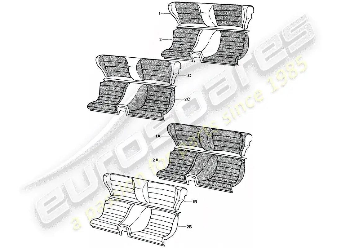 porsche 1982 (944) emergency seat - complete parts diagram