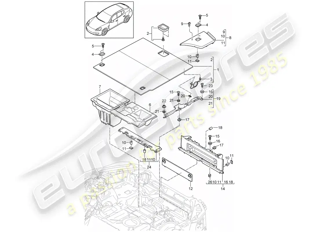 porsche 2013 (panamera 970) trims parts diagram