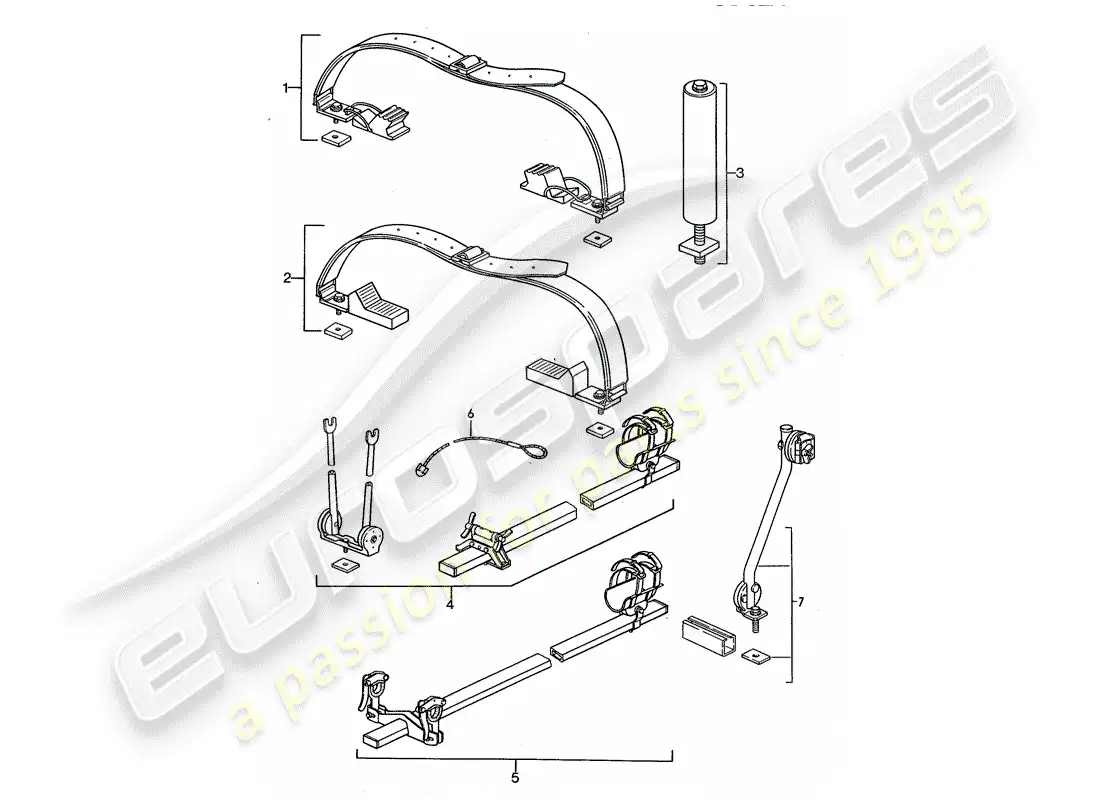porsche 1992 (968) roof transport system parts diagram