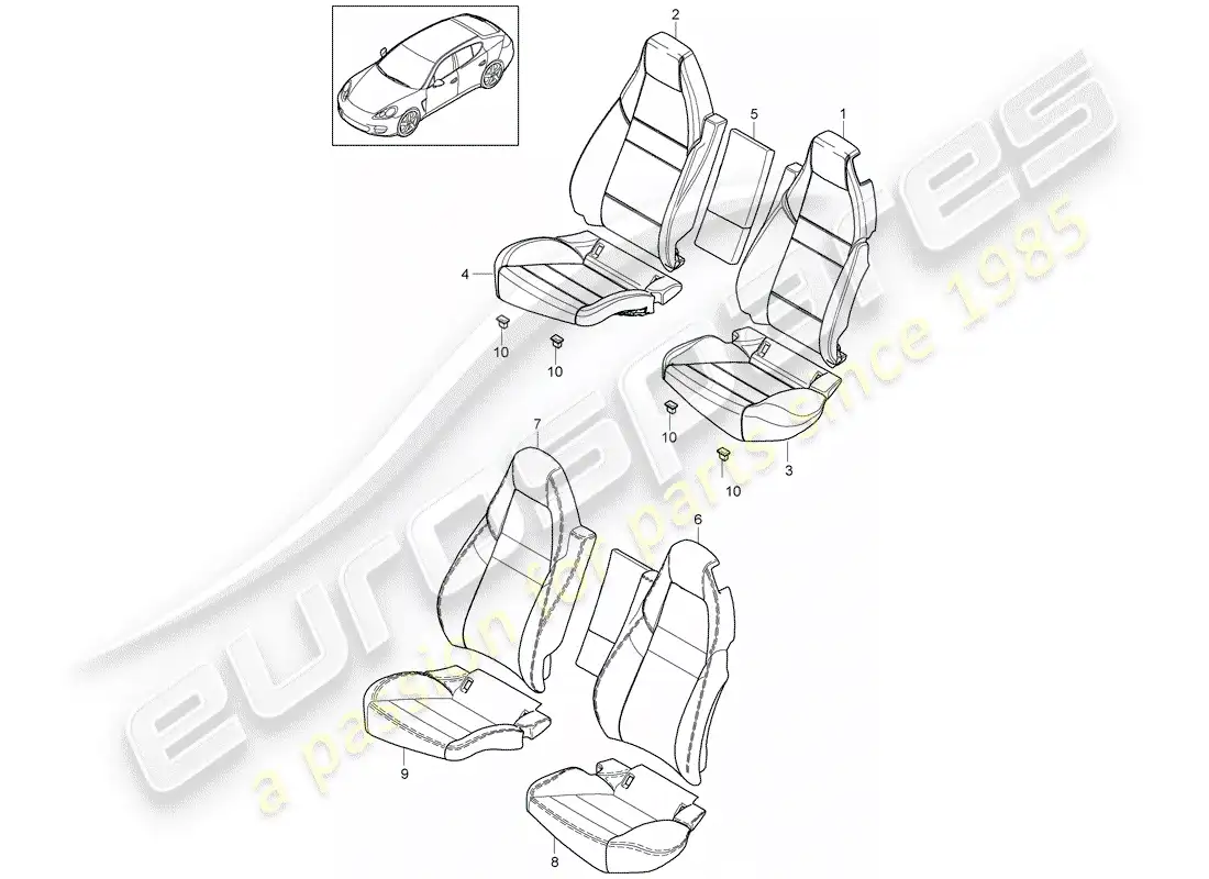 porsche 2010 (panamera 970) cover parts diagram