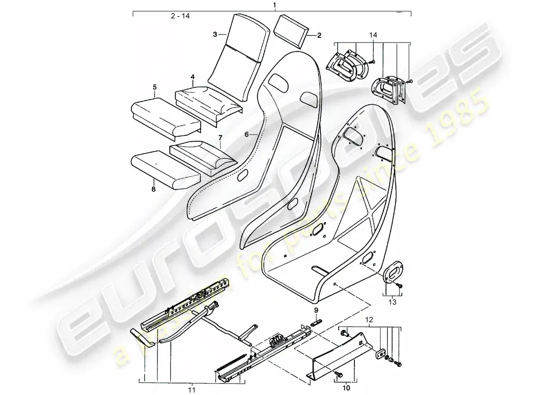 porsche 2003 (996) seat - with: - seat cover (leather) parts diagram