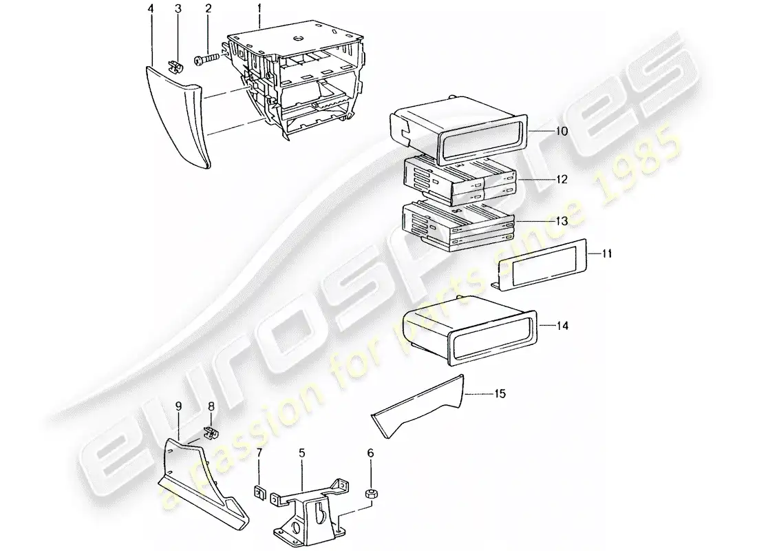 porsche 2002 (996 gt3) center console parts diagram