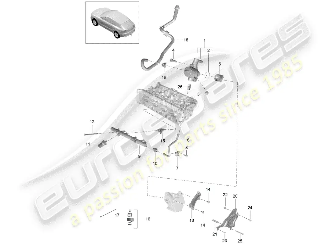 porsche 2016 (macan) fuel collection pipe parts diagram